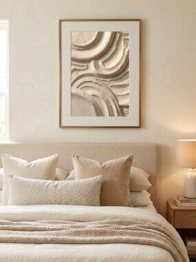 Minimalist Neutral Plaster Relief Wall Art Print 8x10 Textured Japandi Poster